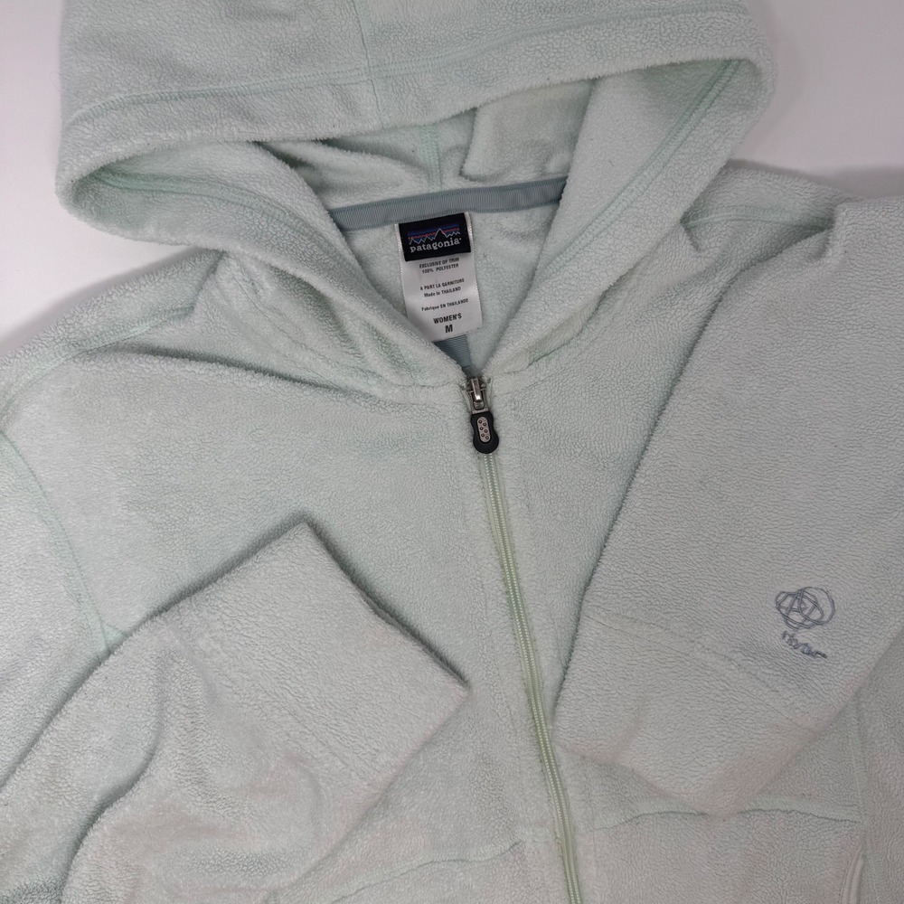Patagonia Fleece Hoodie Mint Green Zip‎ Up Women's Size Medium